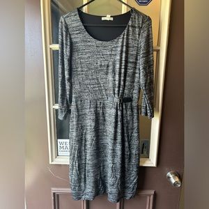 Silver and black dress with gold belt detail